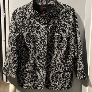 Black and White Patterned Women's Jacket